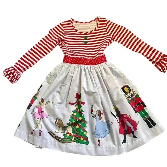 NWOT Eleanor Rose Nutcracker Ballet Christmas Holiday Dress Long Sleeve Size 6-7 - Picture 1 of 5